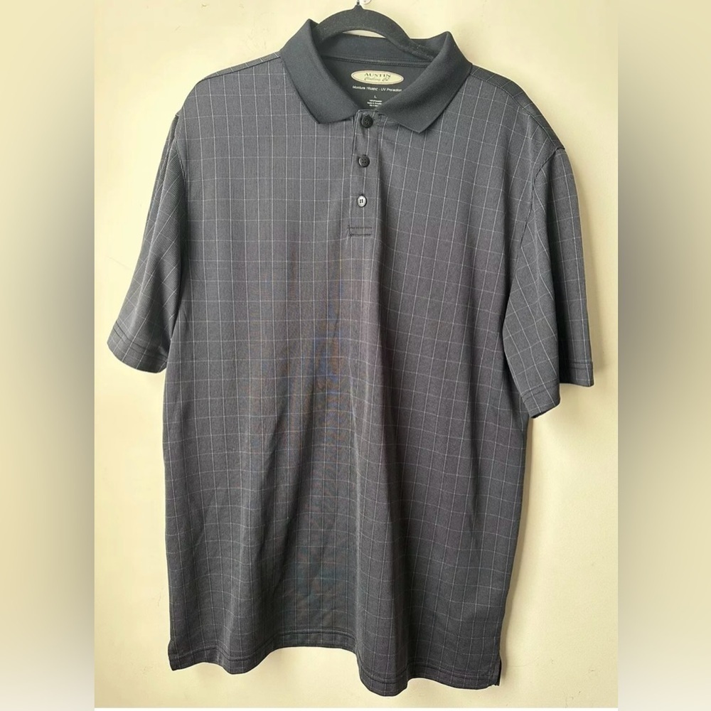 Austin Clothing Co Moisture Wicking Uv Protection Mens Golf Polo Shirt Sz L